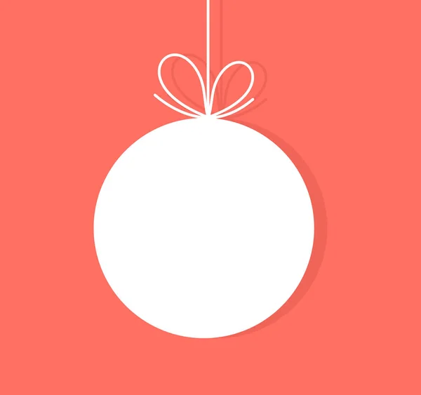 Kerst bal opknoping ornament op koraal rode achtergrond. — Stockvector