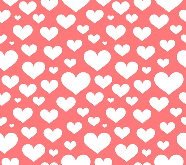 Vita hjärtan sömlös rosa mönster. — Stock vektor