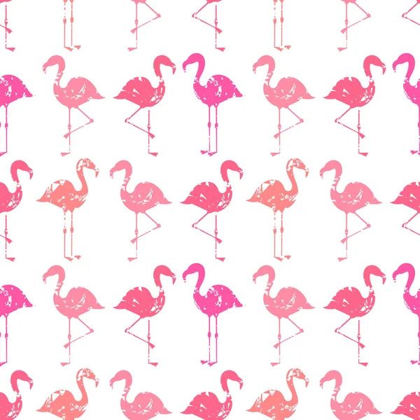 Flamencos rosados aves patrón de costura . — Vector de stock