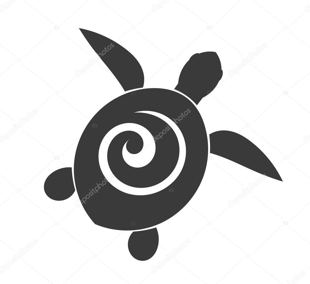 Black turtle icon. Vector illustration.