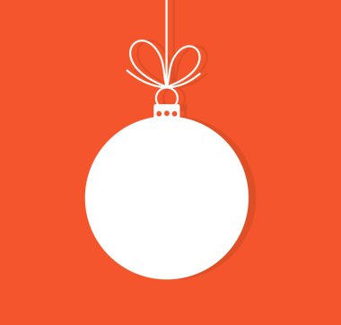 Kırmızı arka plan üzerinde Noel bauble süs.