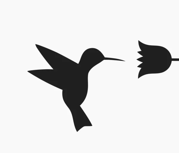 Hummingbird and flower shape icon. — Stock Vector