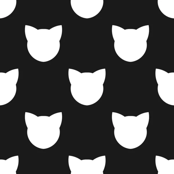 Katzengesichter mit nahtlosem Schwarz-Weiß-Muster. — Stockvektor