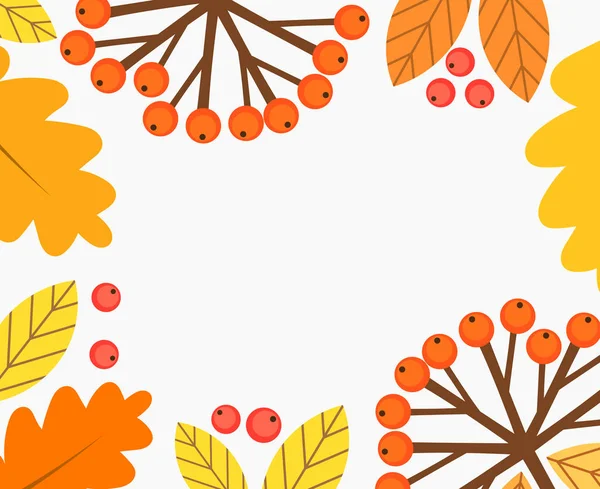 Herfst frame van bladeren en bessen achtergrond. — Stockvector