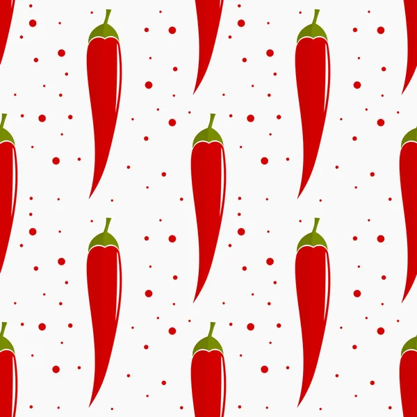 Rojo chile picante pimienta de cayena patrón sin costura — Archivo Imágenes Vectoriales