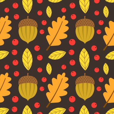 Sonbahar yaprakları, meşe palamutları ve böğürtlenler..