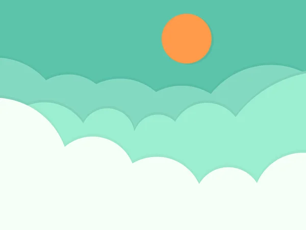 Nuages et soleil sur fond de ciel . — Image vectorielle