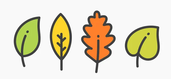 Набор красочных икон осеннего листа . — стоковый вектор