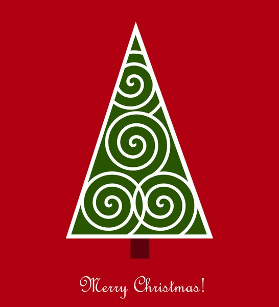Vánoční strom na červeném pozadí. — Stockový vektor