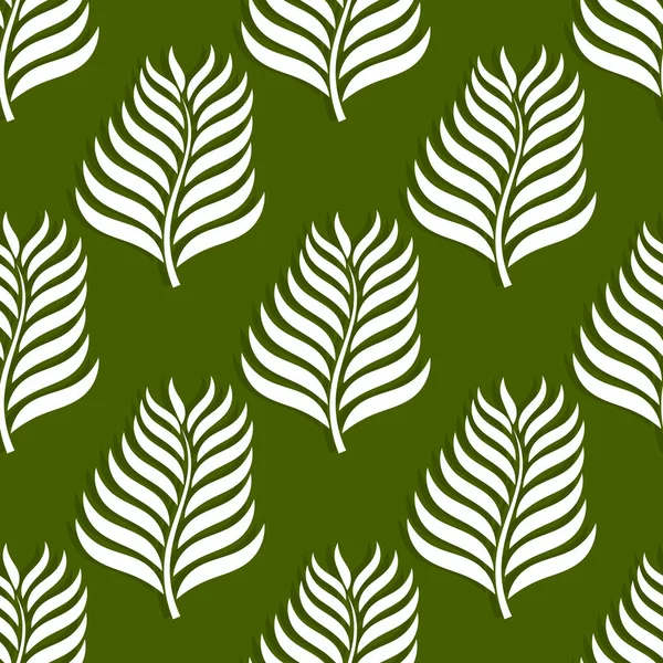 Witte palm bladeren naadloos patroon. — Stockvector