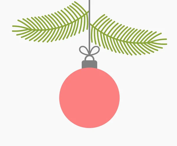 Christmas hanging bauble ornament and spruce branches. — Stock Vector