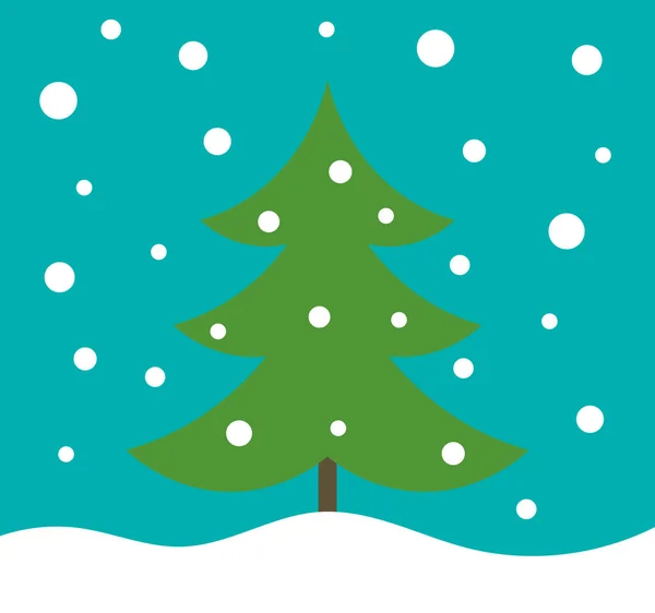 Χριστουγεννιάτικο δέντρο το χειμώνα τοπίο κάρτα διακοπών. — Διανυσματικό Αρχείο