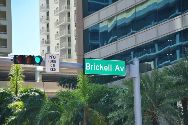 Μαϊάμι Downtown Brickell Avenue πινακίδα — Φωτογραφία Αρχείου