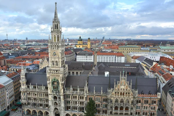 Monumento Marienplatz Nuevo Ayuntamiento Casco Antiguo Múnich Alemania — Foto de Stock