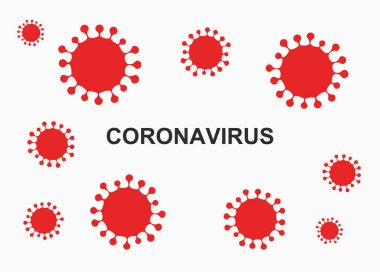 Beyaz arka planda Coronavirus virüsü kırmızı sembolü. Vektör illüstrasyonu.