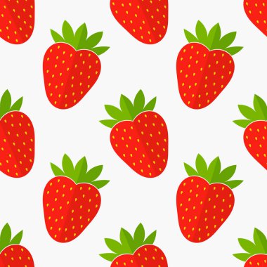 Çilekli, dikişsiz baba. Düz tasarım vektör çizimi.