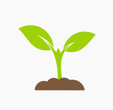 Plant seedling growing from soil in the garden icon. Vector illustration. clipart
