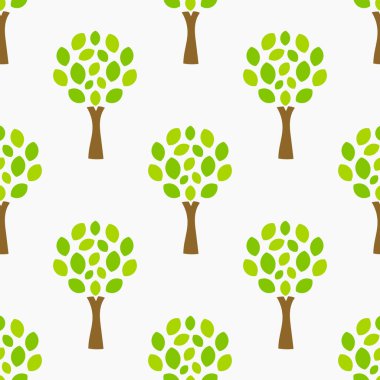 Yeşil ağaçlar doğal, pürüzsüz desenler. Vektör illüstrasyonu.