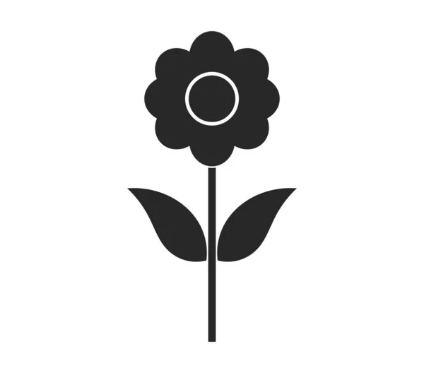 Schwarze Blume Ikone Vektorillustration — Stockvektor