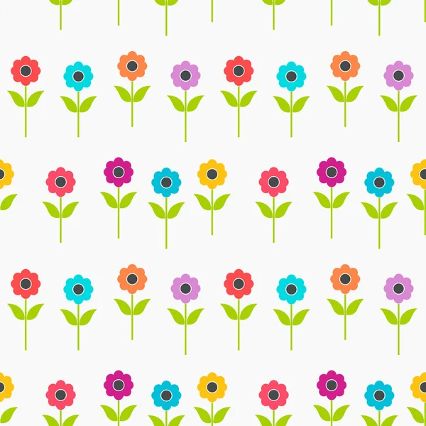 Colorful Summer Flowers Seamless Pattern Vector Illustration — Stock Vector