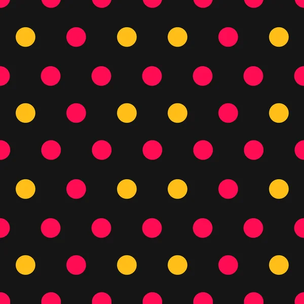 Pontos Polka Rosa Amarelo Fundo Preto Padrão Sem Costura Ilustração — Vetor de Stock