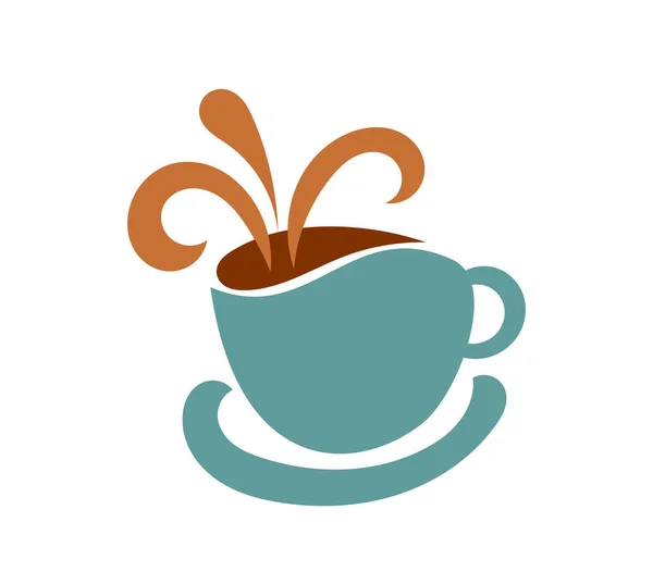 コーヒーベクトルのアイコンをこぼすブルーコーヒーカップ — ストックベクタ