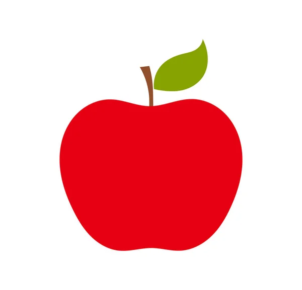 Pomme Rouge Avec Icône Feuille Illustration Vectorielle Élément Plat Design — Image vectorielle