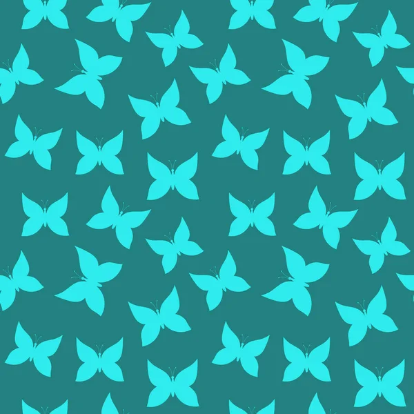Blå Fjärilar Sömlös Platt Mönster Vektorillustration — Stock vektor