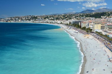 Güzel, FRANCE - 29 Nisan 2019: güzel şehir, Fransız Riviera Cote d 'Azur, Provence, Fransa. Plaj ve Akdeniz manzarası.