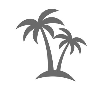 Adadaki palmiye ağaçları. Yaz seyahati vektör illüstrasyonu.