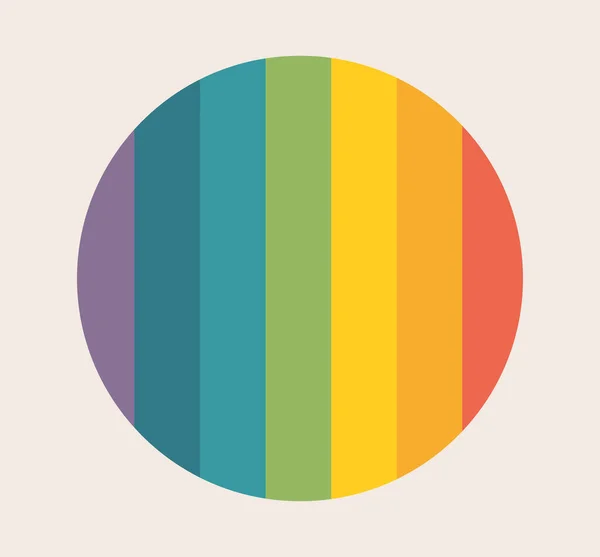 Icona Arcobaleno Cerchio Colori Retrò Illustrazione Vettoriale — Vettoriale Stock