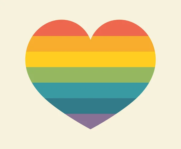 Ουράνιο Τόξο Καρδιά Εικονίδιο Ρετρό Χρώματα Εικονογράφηση Διανύσματος — Διανυσματικό Αρχείο
