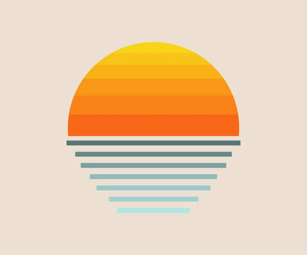 Sun Sea Retro Symbol Sunset Icon Vector Illustration — Stock Vector