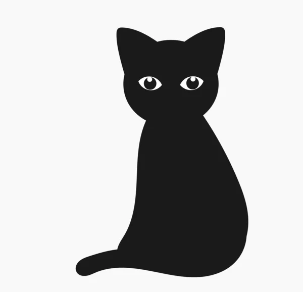 Lindo Gato Negro Ilustración Vectorial — Vector de stock