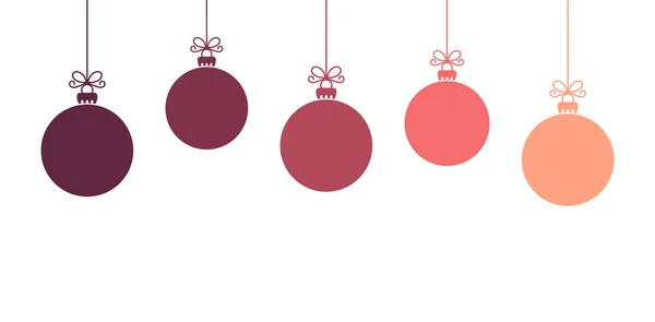 Bolas Natal Roxo Rosa Ornamentos Cartão Borda Fundo Ilustração Vetorial — Vetor de Stock