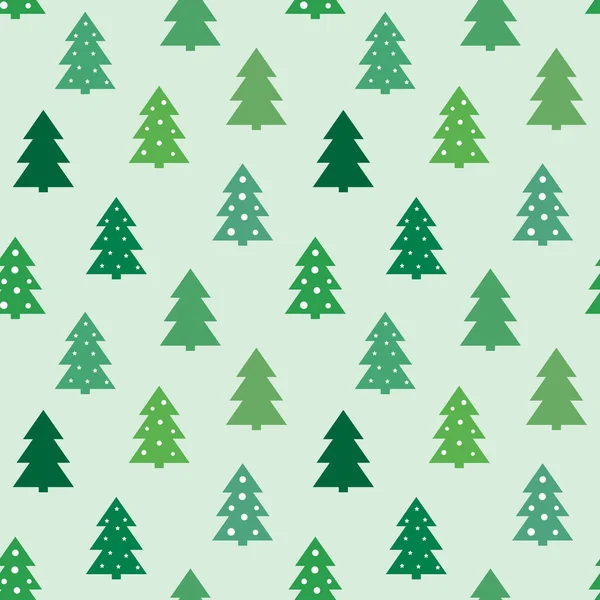 Green Christmas Trees Flat Seamless Pattern Vector Illustration — Stock Vector