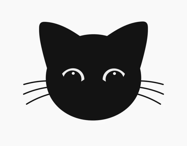 Mignon Visage Chat Noir Illustration Vectorielle — Image vectorielle