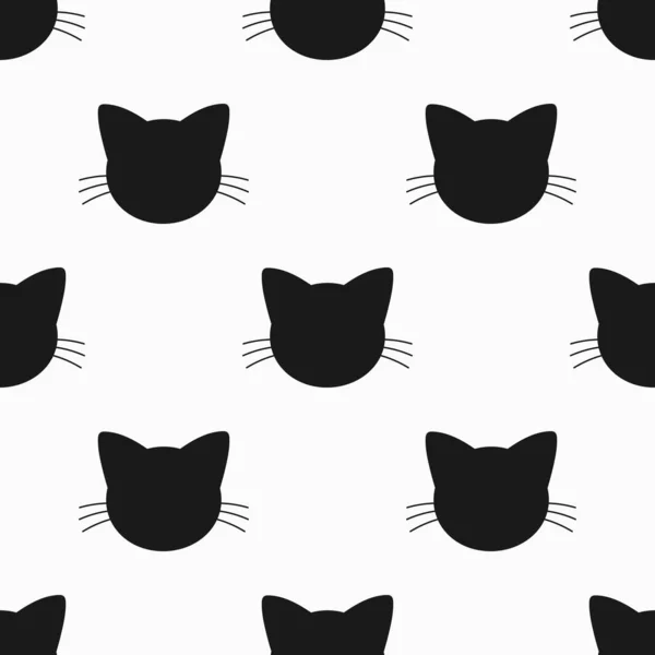 Черные Кошки Сталкиваются Бесшовным Рисунком Векторная Иллюстрация — стоковый вектор