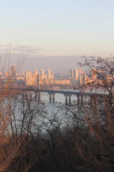 Oekraïne Kiev Rivier Dnipro Prachtig Landschap Van Stad Van Hoofdstad — Stockfoto