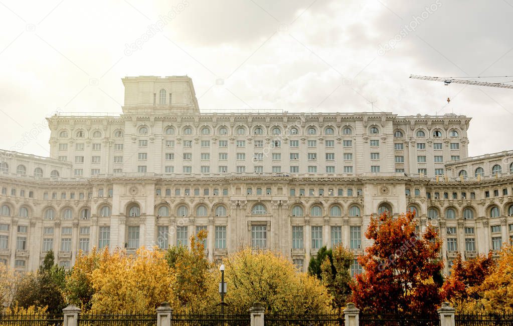 People's House now hosting the Palace of Parliament in Romania, Eastern Europe, built during the communist dictatorship of Ceausescu
