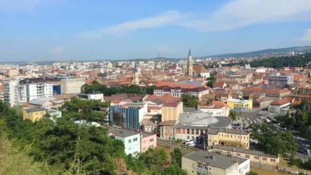 Panoramiczny Widok Miasto Cluj Napoca Samym Sercu Transylwanii Rumunia — Wideo stockowe