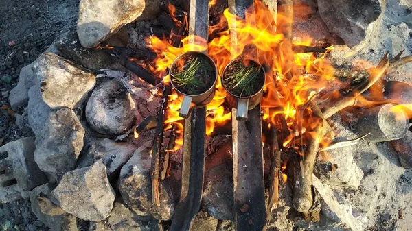 Çay Saati Yanıyor — Stok fotoğraf