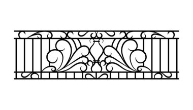 Dövme metal öğesi süsleme ile. Çelik çit, kapıları ve dekoratif balkon için. Vektör çizim