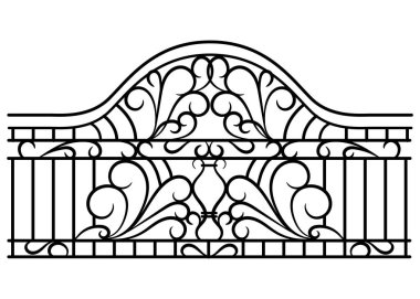 Dövme metal öğesi süsleme ile. Çelik çit, kapıları ve dekoratif balkon için. Vektör çizim