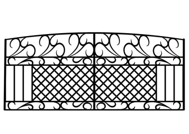 Dövme metal öğesi süsleme ile. Çelik çit, kapıları ve dekoratif balkon için. Vektör çizim