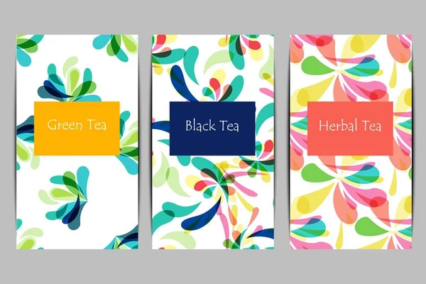 Abstracte Tea Arrangement Vlakke Stijl Instellen Vectorillustratie — Stockvector