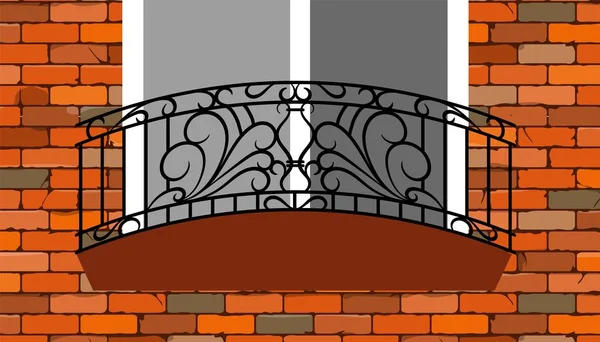 Elemento Metallo Forgiato Con Ornamento Recinzione Acciaio Cancelli Balcone Decorativo — Vettoriale Stock