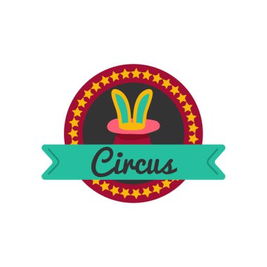 Sirk rozetleri düz tarzı. Reklam afiş için mükemmel. Vektör çizim
