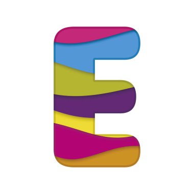 Harf E kağıt tarzı kesti. Vektör çizim