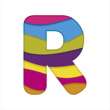 Mektup R kağıt tarzı kesti. Vektör çizim